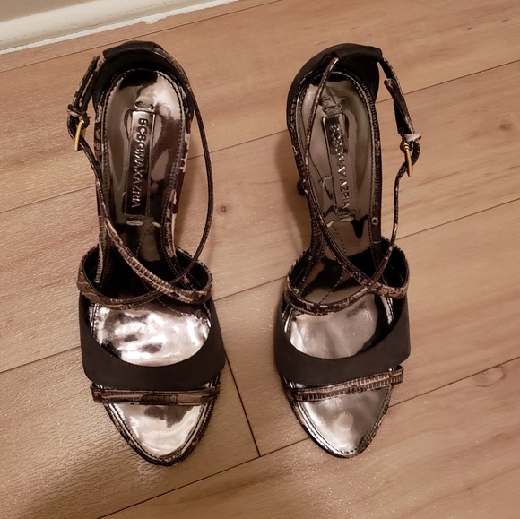 BCBGMaxAzria Strappy Snakeskin Heels - Picture 3 of 4